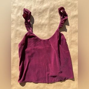 Victoria Secret Velvet Scoop Neck Crop Ruffle Detail Top Cami